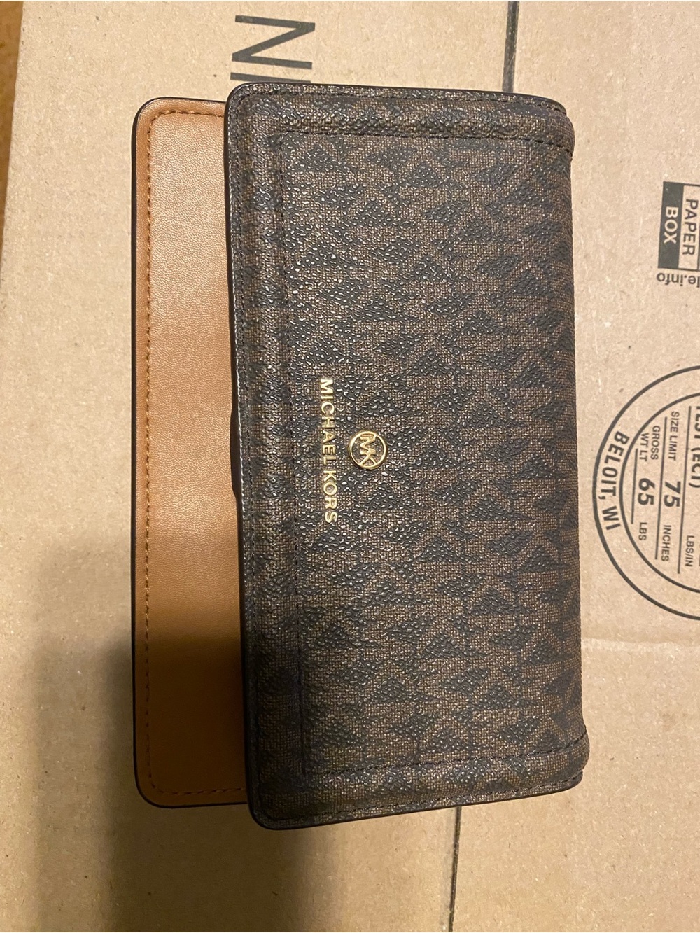 Michael Kors Brown and Tan Logo Continental Wallet